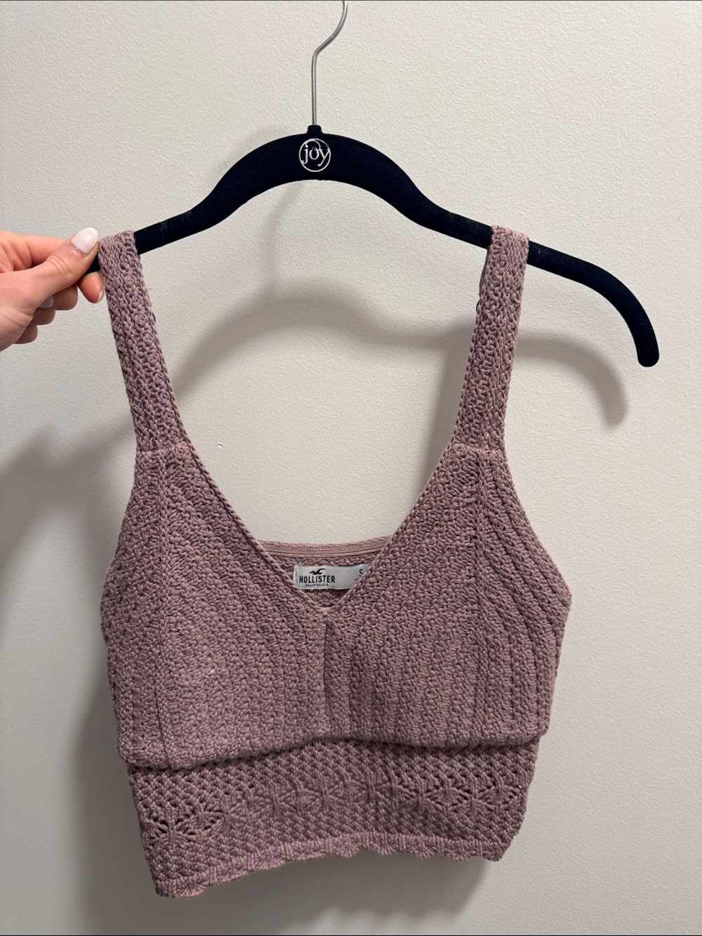 Hollister Dusty Mauve Crochet Knit Crop Bralette